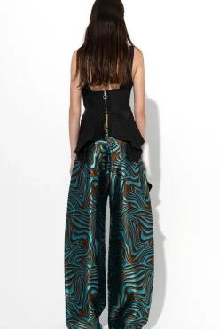 BLUE ZEBRA BROCADE BOYFRIEND TROUSERS