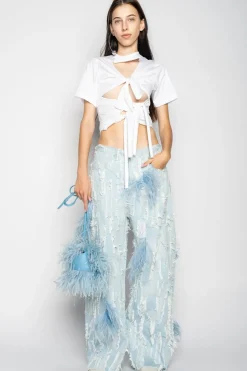 BOYFRIEND TROUSERS IN SHREDDED LIGHT BLUE DENIM