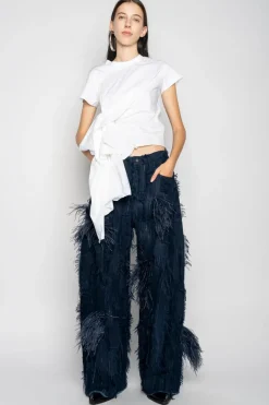 BOYFRIEND TROUSERS IN SHREDDED NAVY DENIM