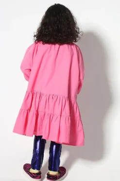 BRIGHT PINK LOOSE GATHERED DRESS