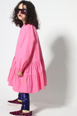 BRIGHT PINK LOOSE GATHERED DRESS
