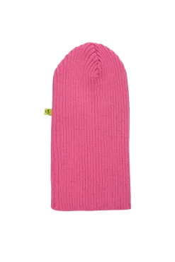 BRIGHT PINK MERINO KNIT BEANIE