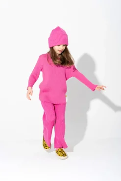 BRIGHT PINK MERINO KNIT BEANIE
