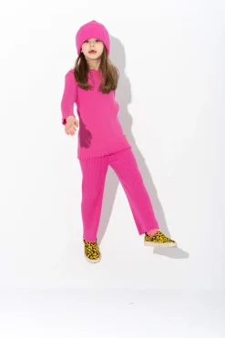 BRIGHT PINK MERINO KNIT TROUSERS