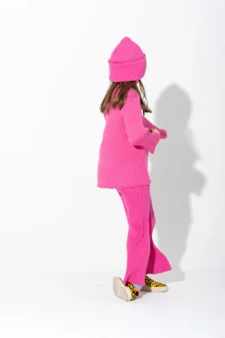BRIGHT PINK MERINO KNIT TROUSERS