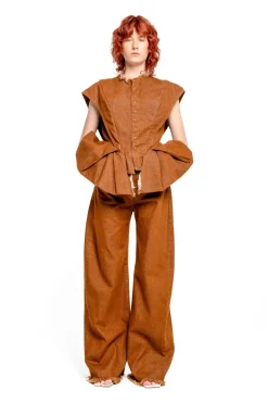 BROWN BOYFRIEND TROUSERS