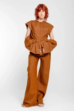 BROWN BOYFRIEND TROUSERS
