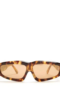 BROWN TORTOISE ANGULAR FRAME SUNGLASSES