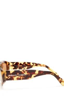 BROWN TORTOISE ANGULAR FRAME SUNGLASSES