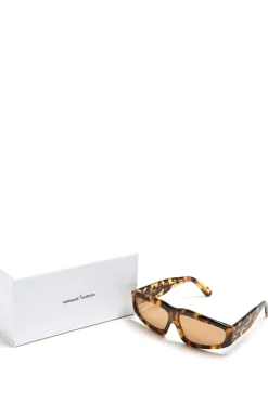 BROWN TORTOISE ANGULAR FRAME SUNGLASSES