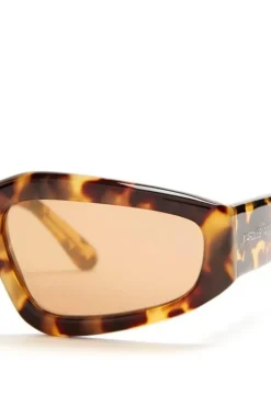 BROWN TORTOISE ANGULAR FRAME SUNGLASSES