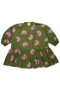 BUNNY PRINT GATHERED DRESS