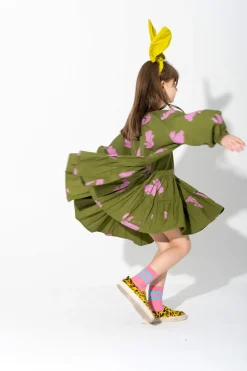 BUNNY PRINT GATHERED DRESS