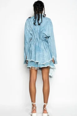 CHAMBRAY PLEATED SHIRT