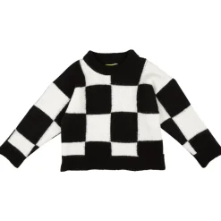 CHECKERED CREW NECK KNIT JUMPER