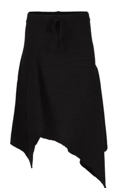 CLASSIC M'A DRAPED MERINO SKIRT IN BLACK