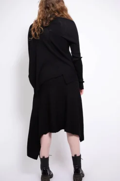 CLASSIC M'A DRAPED MERINO SKIRT IN BLACK