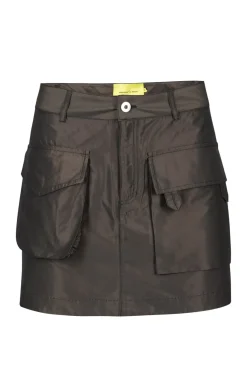 DARK BROWN MULTI POCKET MINI SKIRT