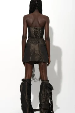 DARK BROWN MULTI POCKET MINI SKIRT