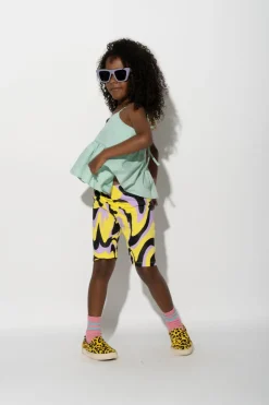 DARK WAVY PRINT BIKER SHORTS