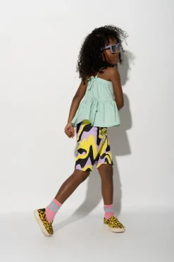 DARK WAVY PRINT BIKER SHORTS