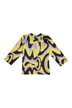 DARK WAVY PRINT LONG SLEEVE TOP
