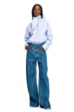DENIM BOYFRIEND TROUSERS WITH SEAM LINES