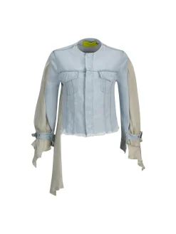 DENIM CHIFFON FITTED JACKET