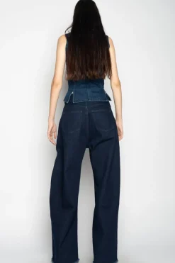 DENIM CORSET IN NAVY BLUE