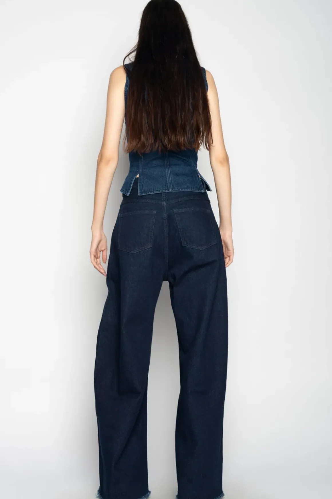 DENIM CORSET IN NAVY BLUE