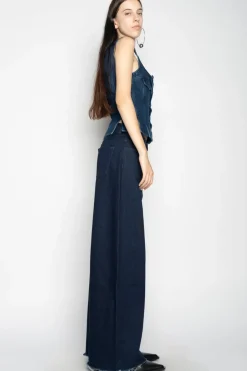 DENIM CORSET IN NAVY BLUE