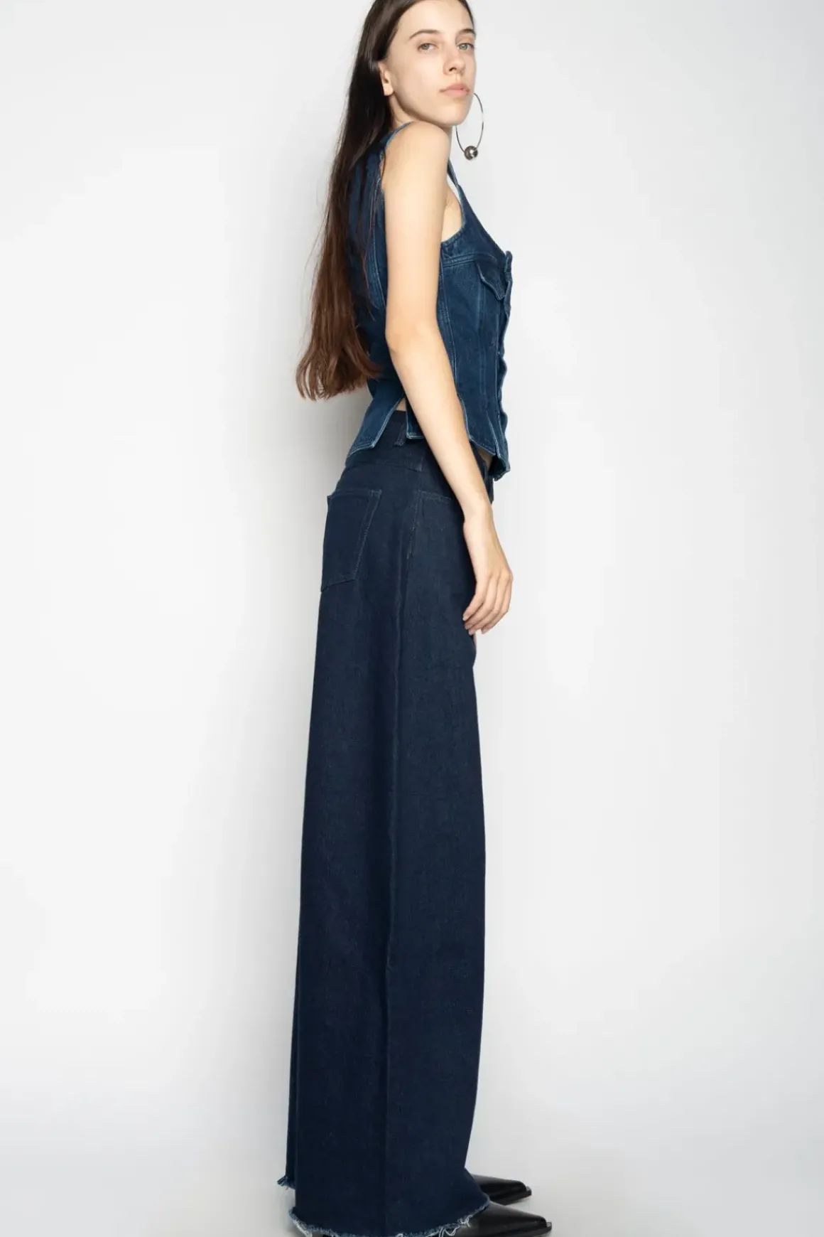 DENIM CORSET IN NAVY BLUE