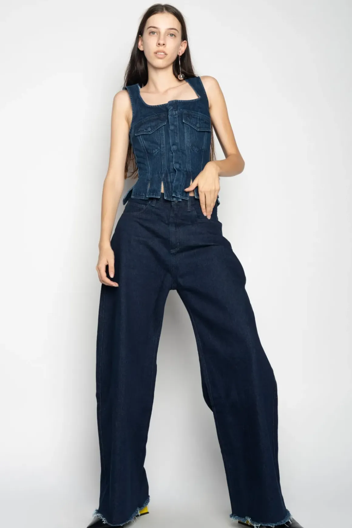 DENIM CORSET IN NAVY BLUE