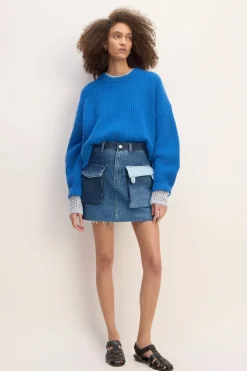 DENIM PATCHWORK MINI SKIRT
