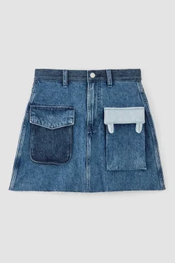 DENIM PATCHWORK MINI SKIRT