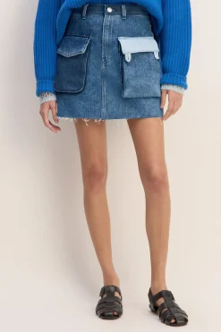 DENIM PATCHWORK MINI SKIRT