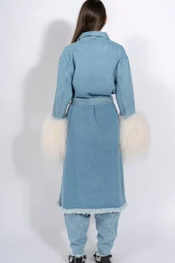 DRESSING GOWN COAT WITH SHEARLING CUFFS