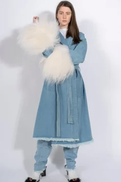 DRESSING GOWN COAT WITH SHEARLING CUFFS