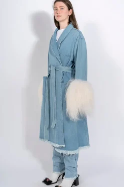 DRESSING GOWN COAT WITH SHEARLING CUFFS