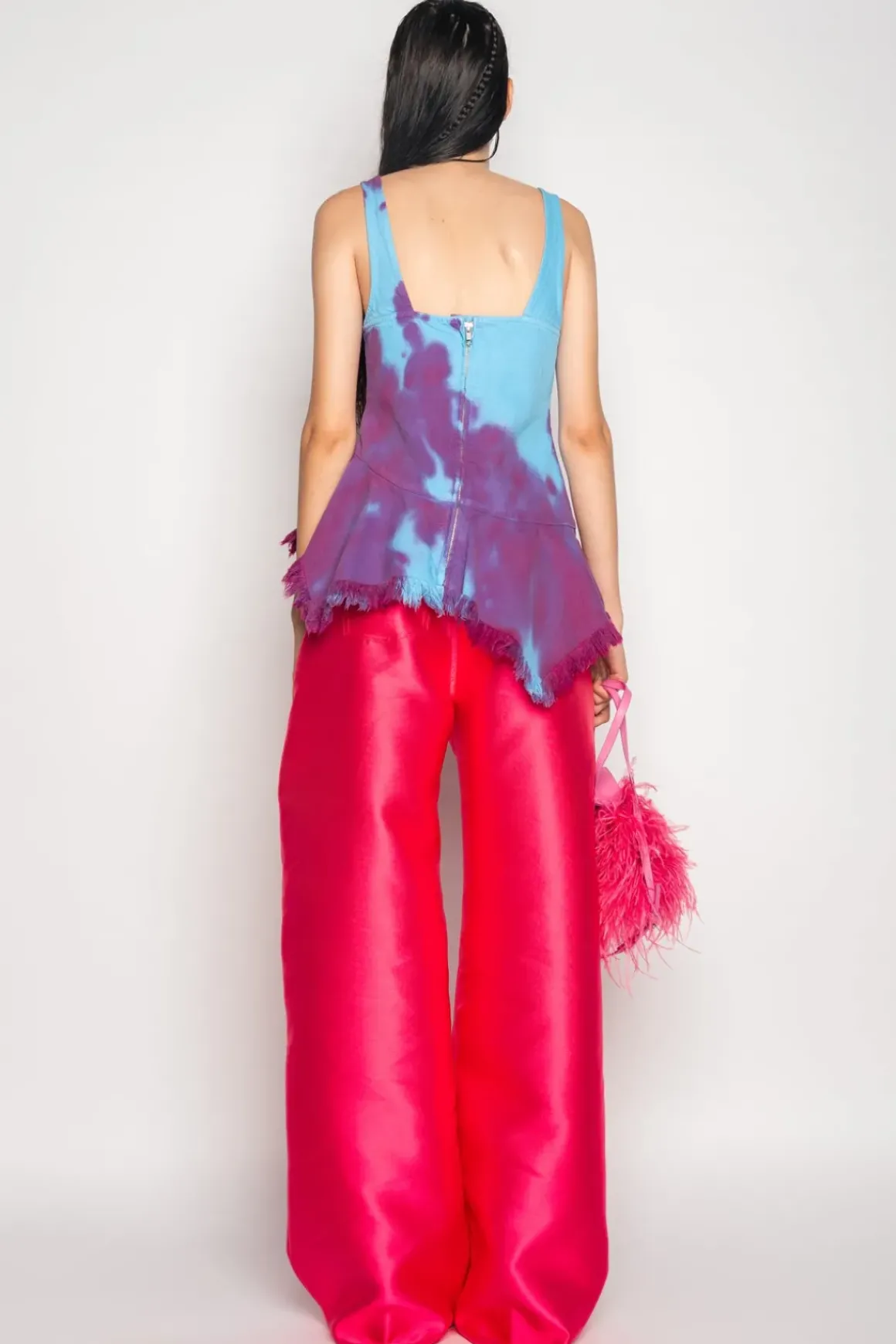 DRILL TIE DYE PEPLUM CORSET TOP