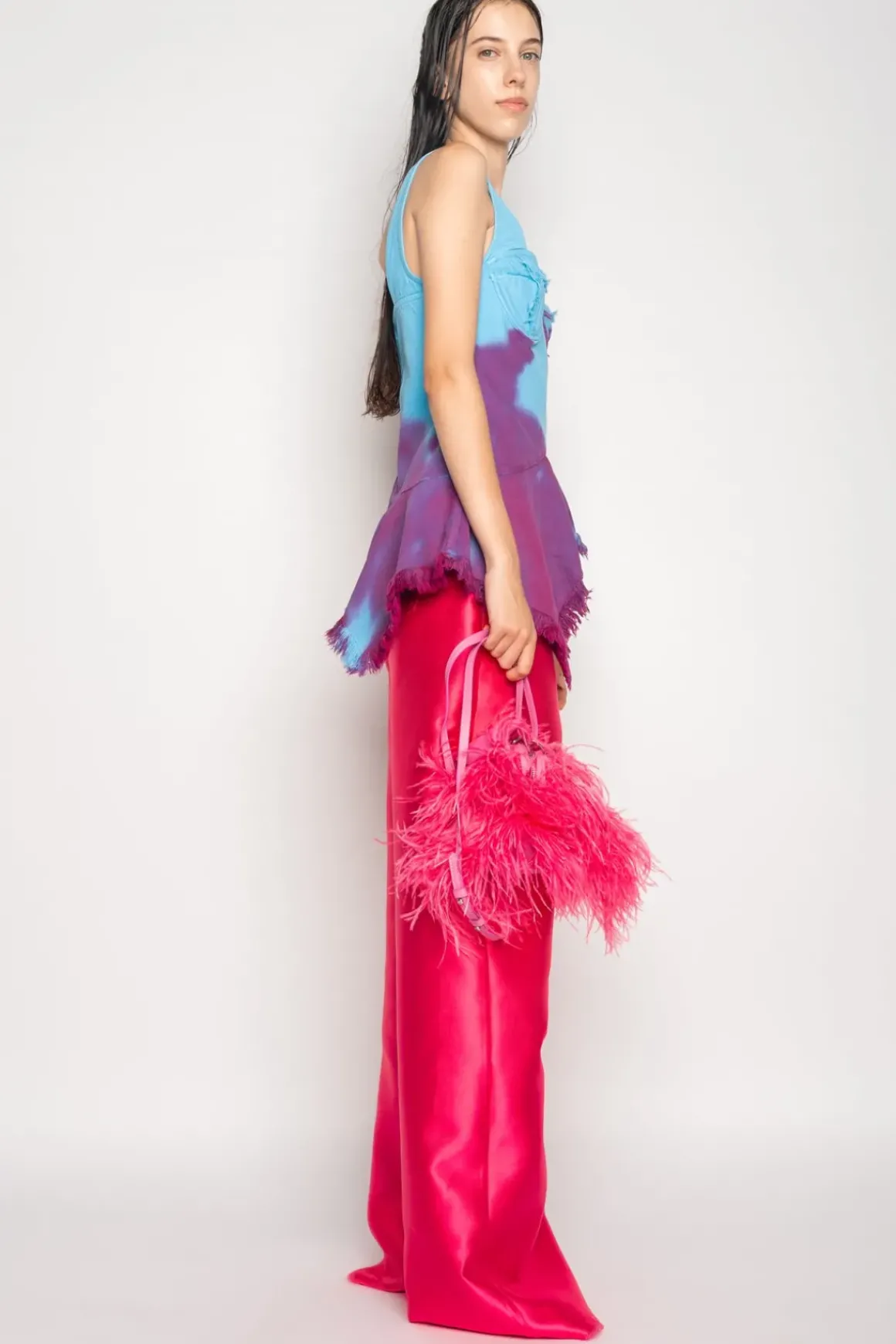 DRILL TIE DYE PEPLUM CORSET TOP