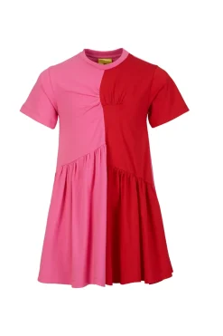DUO COLOUR GATHERED JERSEY T-SHIRT DRESS