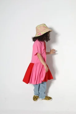 DUO COLOUR GATHERED JERSEY T-SHIRT DRESS