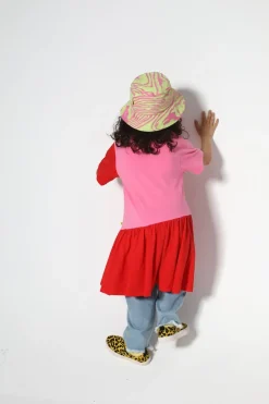 DUO COLOUR GATHERED JERSEY T-SHIRT DRESS