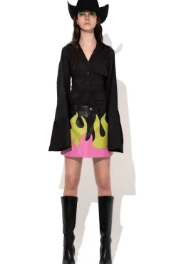 FLAMES LEATHER MINI SKIRT