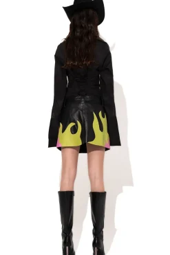 FLAMES LEATHER MINI SKIRT