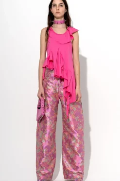 FLOWER BROCADE BOYFRIEND TROUSERS