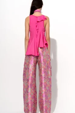 FLOWER BROCADE BOYFRIEND TROUSERS