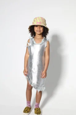 FOIL DENIM SLEEVELESS DRESS