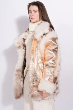 FOILED SHEARLING OVERSIZED JACKET